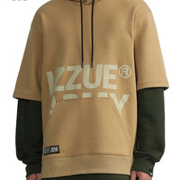 it izzue男装连帽卫衣冬季潮流休闲假两件式撞色3186W1H
