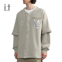 it MUSIUM DIV.男装假两件卫衣休闲秋冬叠层排扣上衣00322XL