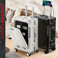 LUCKY BRAND 美国luckybrand前置开口行李箱女多功能拉杆旅行20寸铝框登机箱
