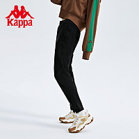 Kappa 卡帕 运动裤女秋黑针织长裤锥形裤休闲小脚卫裤
