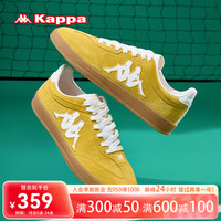 KAPPA卡帕男鞋运动德训鞋子男2024夏季轻便透气休闲鞋商务软底板鞋 锡兰黄/经典白 41