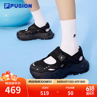 斐乐(FILA)FUSION斐乐潮牌女鞋运动凉鞋2024夏季休闲运动鞋硬糖凉鞋 黑-BK 38
