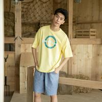 Gap男女装夏LOGO纯棉落肩短袖廓形亲肤T恤858370上衣装