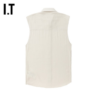 IT AMI男装翻领无袖衬衫简洁质感微透薄款合身上衣USH227MM IVX/米白色 XL