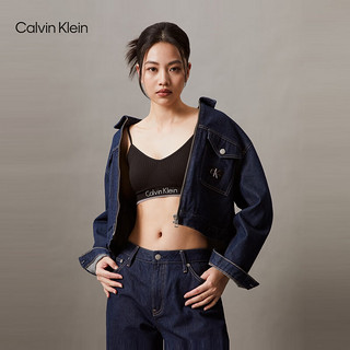 Calvin Klein内衣女士可抽取插片ck无钢圈螺纹轻运动细肩带背心文胸QP2225O UB1-太空黑 S