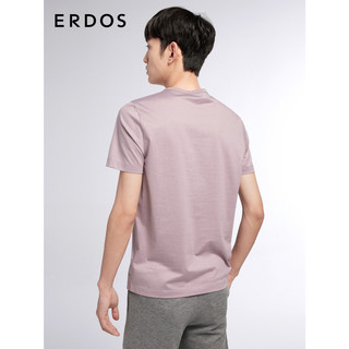 ERDOS 秋冬圆领丝棉混纺舒适短袖简约舒适气质男针织衫 灰粉 175/96A/L