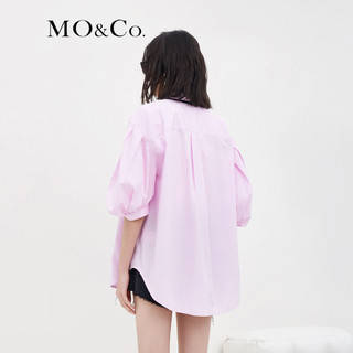 MO&Co.夏季泡泡袖衬衫短袖小众设计jk白色MBB2SHT011 藕粉色 M/165