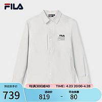 FILA 斐乐男子梭织长袖衬衫2024春时尚简约休闲宽松上衣 白沙灰-GY 175/96A/L