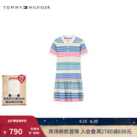 TOMMY HILFIGER24春夏童装女珠地肌理彩色条纹POLO连衣裙TH2422717 多色条纹658 M/150cm