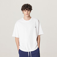 88VIP：HTHI 短袖t恤夏季纯棉半袖衣服男宽松大码美式休闲白色圆领上衣体恤衫