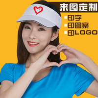 休闲空顶帽遮阳帽旅游团队帽印字志愿者帽子定做印logo餐饮工作帽夏男女棒球帽广告帽 白色