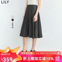 丽丽 LILY2024夏女装设计感减龄气质通勤百搭垂坠感高腰百褶半身裙 509深灰 XL