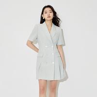 5+ Five Plus连衣裙女西装裙设计感收腰压褶气质裙子2024女夏装