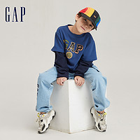 Gap 盖璞 男童春秋LOGO法式圈织软卫衣儿童装假两件休闲运动上衣785333