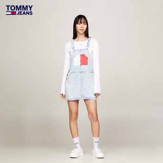 TOMMY JEANS24新款春夏女装纯棉复古做旧拼色口袋牛仔背带裙DW0DW18116 牛仔蓝1AB