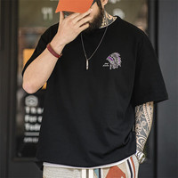 马登 工装 美式复古 印第安 短袖T 恤 重磅竹节