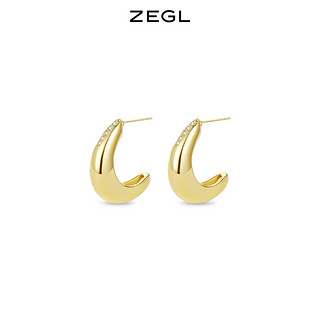 ZENGLIU ZEGL欧美风C型耳环女2024年新款潮耳钉小众设计感夏天复古耳饰品