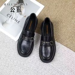 公猴 正品软皮平底女鞋春秋2024新款百搭舒适乐福鞋一脚蹬软底女