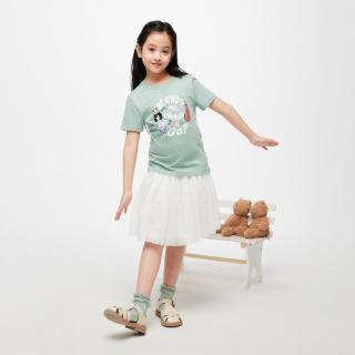 Gap女童夏2024LOGO卡通印花圆领纯棉T恤儿童装短袖430239