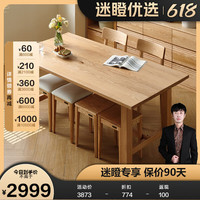 全友【迷瞪】DW8056大屿纯实木餐桌椅子组合客厅家用一桌四椅 红橡木1.8米餐桌A 单桌 红橡木|1.8米餐桌A 单桌