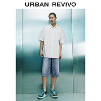 URBAN REVIVO UR2024夏季新款男装复古休闲磨白洗水直筒牛仔短裤UMV840035