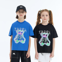 Kappa Kids卡帕儿童短袖T恤夏男女童可爱卡通半截袖上衣简约时尚蓝色120
