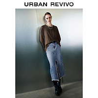 URBAN REVIVO UR2024夏季新款女装潮流宽松休闲百搭圆领插肩袖T恤UWV440134