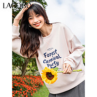 La·go·go 拉谷谷 Lagogo拉谷谷粉红色慵懒风字母卫衣2024春季新款小众减龄圆领上衣