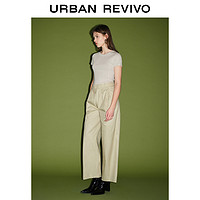 URBAN REVIVO UR2024夏季新款女装休闲简约百搭压褶显瘦直筒宽腿裤UWJ640017