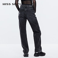88VIP：MISS SIXTY 牛仔裤女拼接双腰头设计感复古千禧蝴蝶显瘦直筒裤