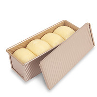 88VIP：CHEFMADE 学厨 低糖节能300g不粘带滑盖波纹平纹吐司盒面包模具土司模