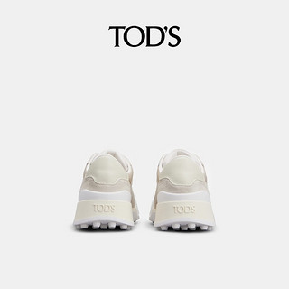 TOD'S女士皮革拼接运动休闲鞋厚底鞋女鞋 米色 37.5 脚长24.4cm
