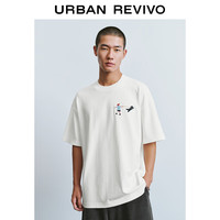 URBAN REVIVO 男士趣味休闲撞色刺绣圆领短袖T恤 UMV440110 本白 M