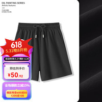 真维斯休闲短裤女夏季2024年宽松时尚百搭高腰显瘦运动风三分裤潮 黑-纯色 L