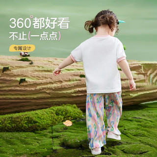 ASK JUNIOR女童套装夏装小童数字彩印短袖阔腿裤休闲两件套 花色 100 
