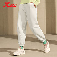 XTEP 特步 运动裤女针织长裤跑步健身户外876128630018 棉花白 XL