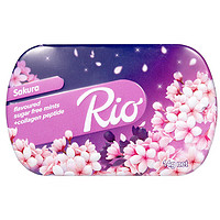 Rio无糖薄荷糖 维生素C口香糖清新口气铁盒便携接吻糖开车办公室零食 樱花味14g/约56颗