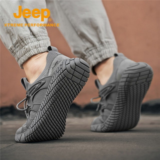 jeep男鞋夏季透气飞织跑步运动鞋男士户外防滑登山旅游爸爸鞋男款