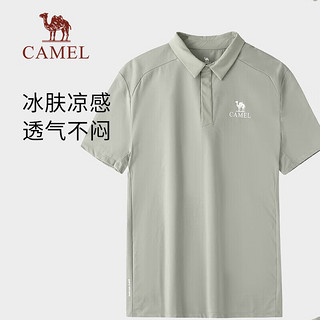 骆驼（CAMEL）户外速干POLO衫男UPF50+防晒防紫外线冰感短袖上衣 A14BA5J029 黑夜蓝 XL