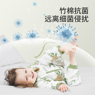 七彩博士婴儿分腿睡袋可拆袖春夏薄款竹棉纱布短袖儿童防踢被子着凉宝宝 春日丛林-竹棉短袖（夏季） L（100码）