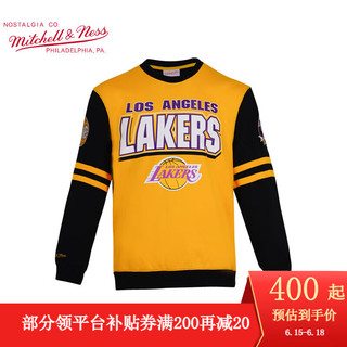 MITCHELL & NESS圆领休闲卫衣 NBA湖人公牛队外套 MN男士棉加绒套头衫运动服