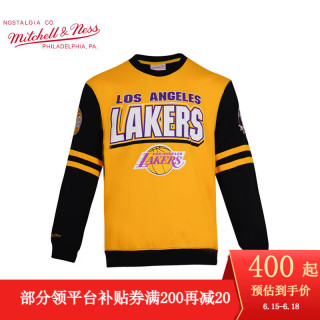 MITCHELL & NESS圆领休闲卫衣 NBA湖人公牛队外套 MN男士棉加绒套头衫运动服