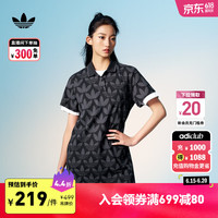 adidas印花运动翻领短袖连衣裙女装夏季新款阿迪达斯官方三叶草 黑色