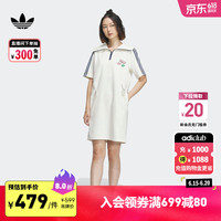 adidas学院风休闲运动翻领短袖连衣裙女装夏季新款阿迪达斯三叶草