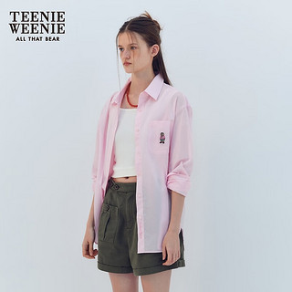 Teenie Weenie小熊2024夏季马卡龙彩色休闲松弛感长袖衬衫女装 浅粉色 170/L