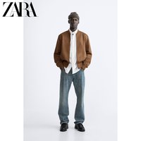ZARA季 男装 棕色仿麂皮飞行员工装休闲户外夹克 8574500 732