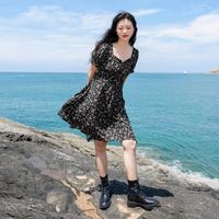 【大码系列】24年夏季款法式方领连衣裙浪漫印花胖MM油画裙
