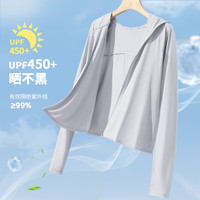 回力upf450+白色防晒衣女2024年夏季韩版简约修身显瘦纯欲风上衣 浅灰-纯色 M
