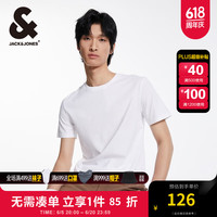 杰克·琼斯（JACK&JONES）秋季新款时尚柔软舒适纯棉白T百搭商务休闲短袖T恤男装224301062 A06 本白色 165/88A/XS