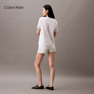 Calvin Klein Jeans【简白夏日系列】24春夏女士ck纯棉印花打底短袖T恤40WK948 YAA-月光白 L